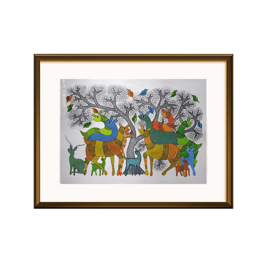 Gond Tribal Art A Pair of Nilgai HasthCraft