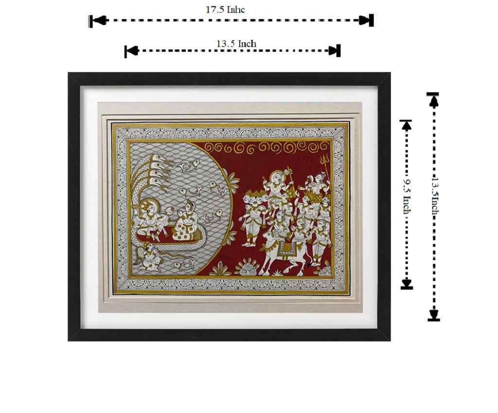 Traditional Phad Painting "Laxmi Sri Hari Vandana " HasthCraft